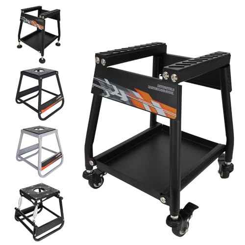 Black Movable Dirt Bike Stand with Wheels W732864