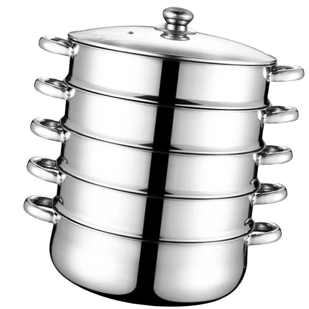 Stainless Steel Steamer Stockpot Soup Pot Silver 28cm E515505