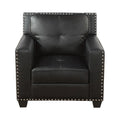 Black Leather Upholstered Accent Chair with Nailhead Trim K420