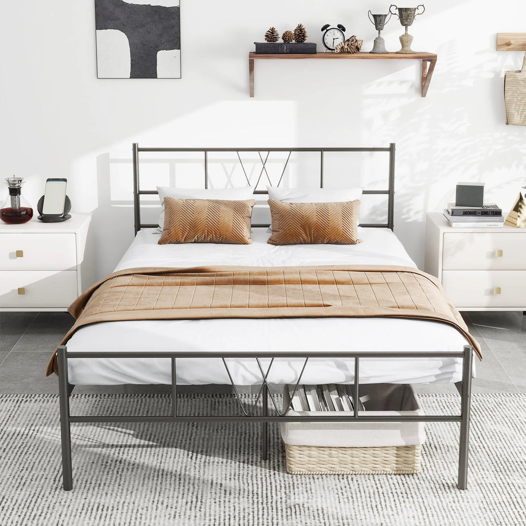 Full Size Metal Platform Bed Frame with Headboard and Footboard R278