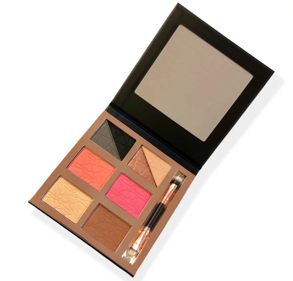 4-in-1 Eyeshadow Blush Contour Highlight Palette with Mirror and Dual Brush X312