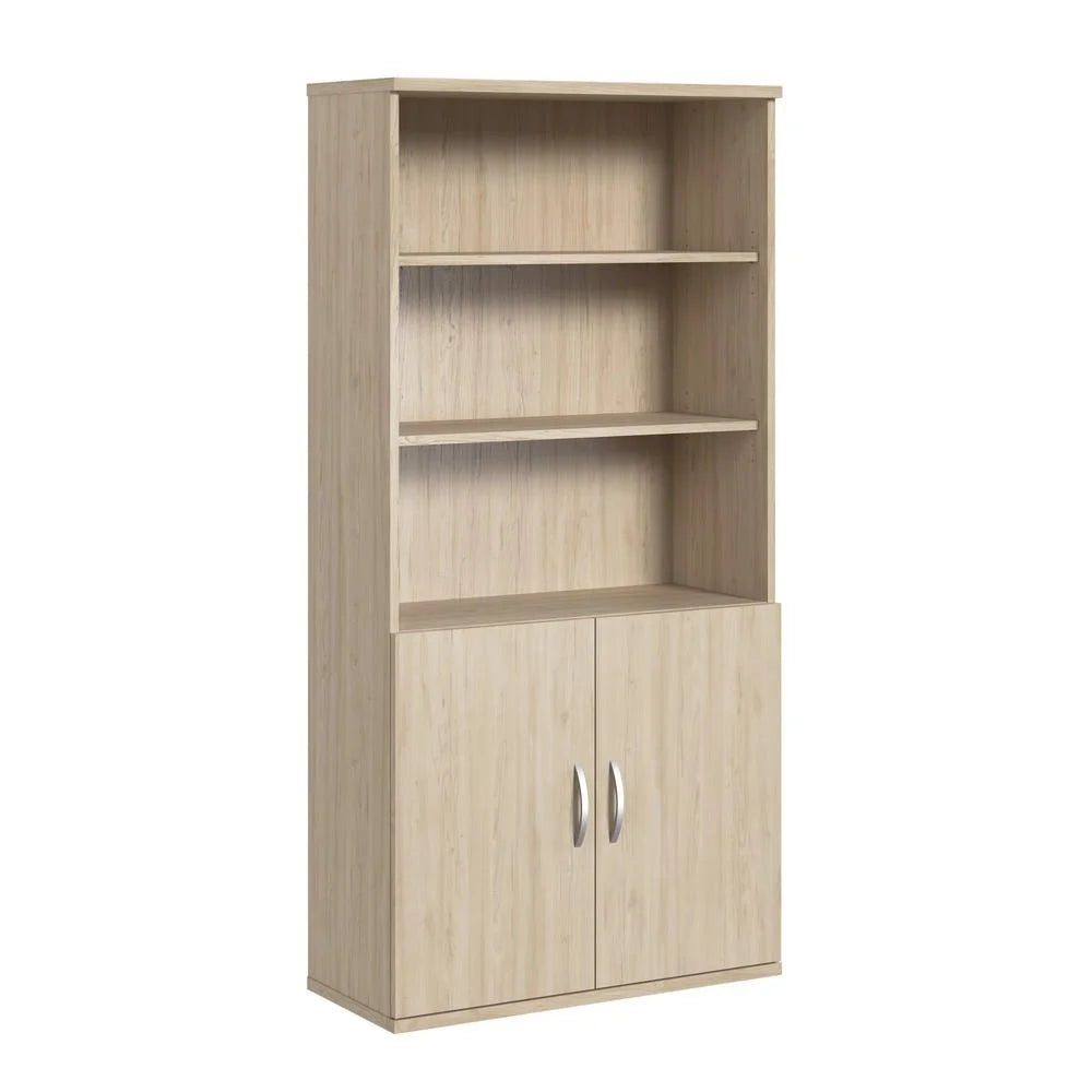 Tall 5 Shelf Bookcase with Doors Engineered Wood E85423