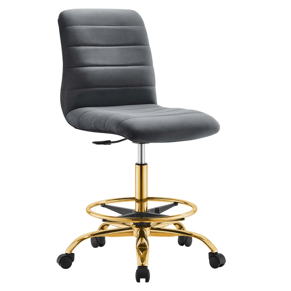 Gray Velvet Armless Drafting Chair S1752