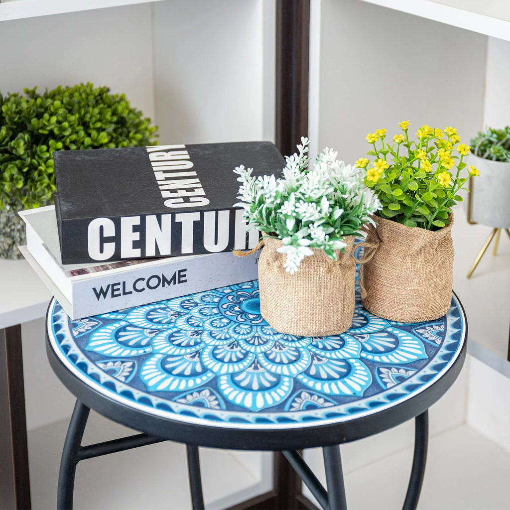 Outdoor Mosaic Glass Metal Side Table S496981