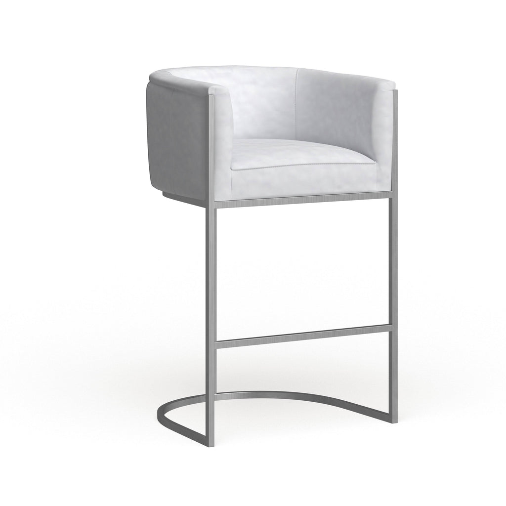 White Leather Bar Stool T7222