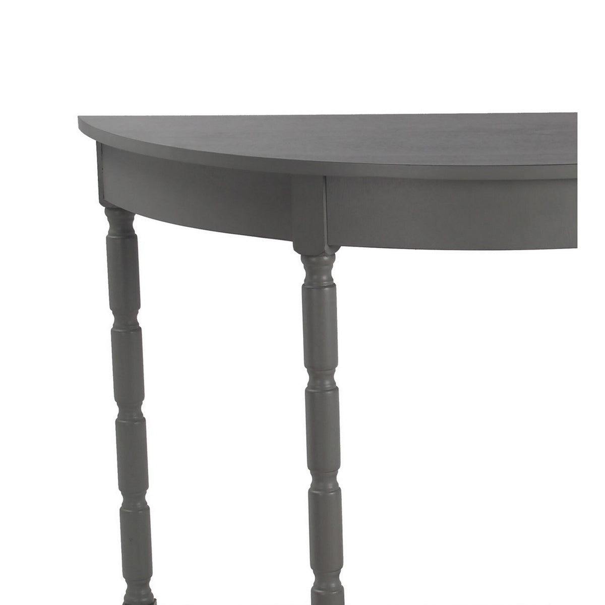 Light Gray Wooden Console Table with Open Shelf and Turned Legs C3695