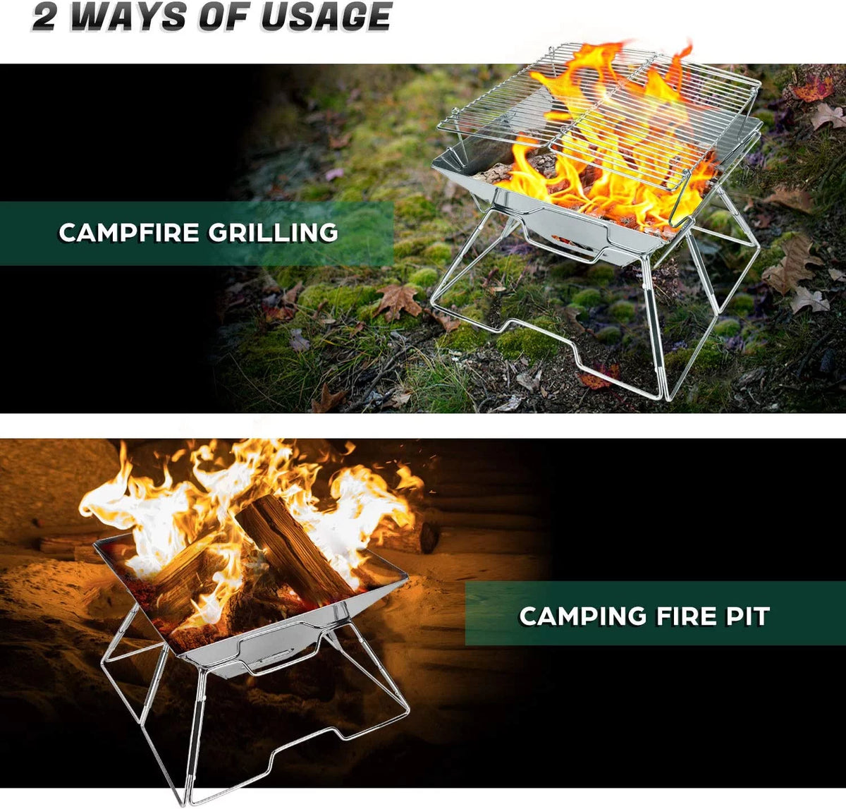 Folding Stainless Steel Campfire Grill Z83731