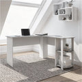 L_Shaped Desk With Side Shelves Grey Wood A7535
