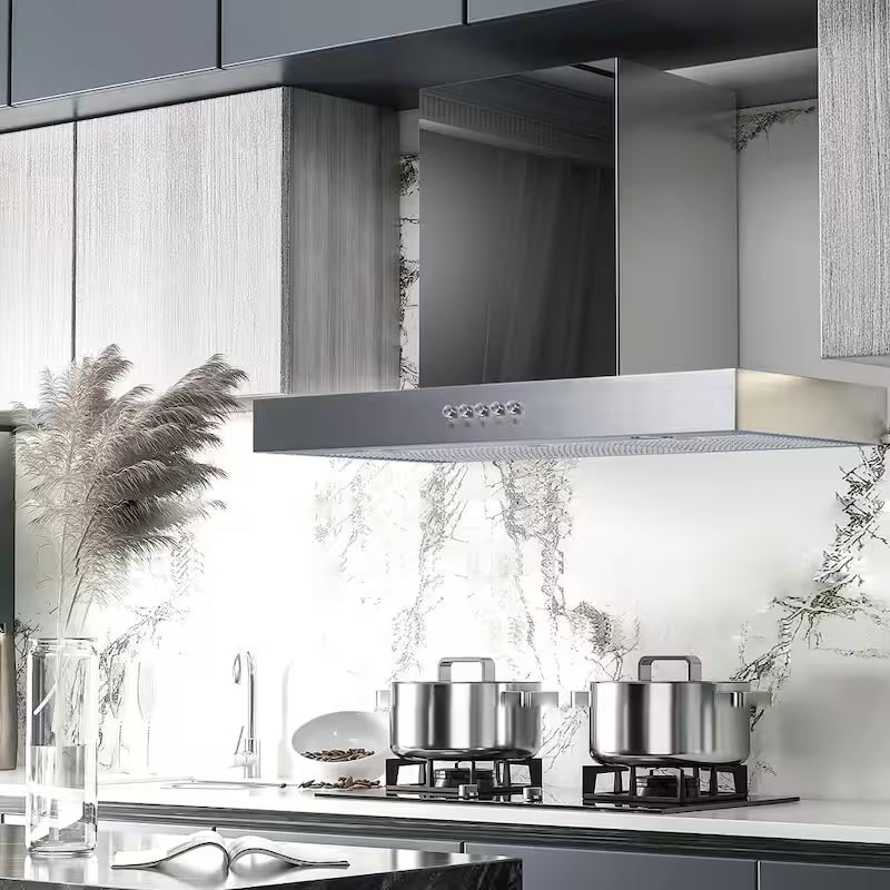 30 in. 350 CFM Convertible T-Shape Wall Mount Range Hood in Stainless Steel H262535