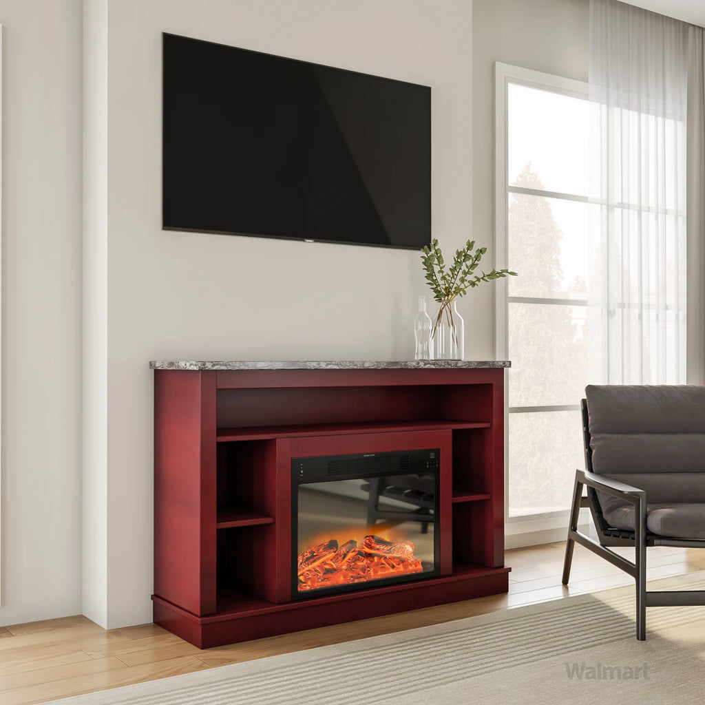 Freestanding Electric Fireplace with Log Insert, Cherry X454670
