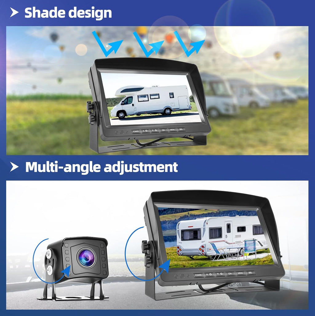 9 Inch HD 1080P Split Screen DVR Monitor Wired Rear View Camera O83076