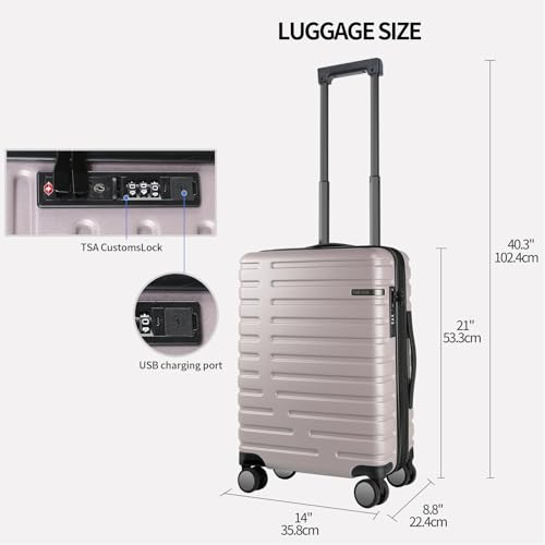 Light Purple 20-Inch Hardside Expandable Carry On Luggage V4526