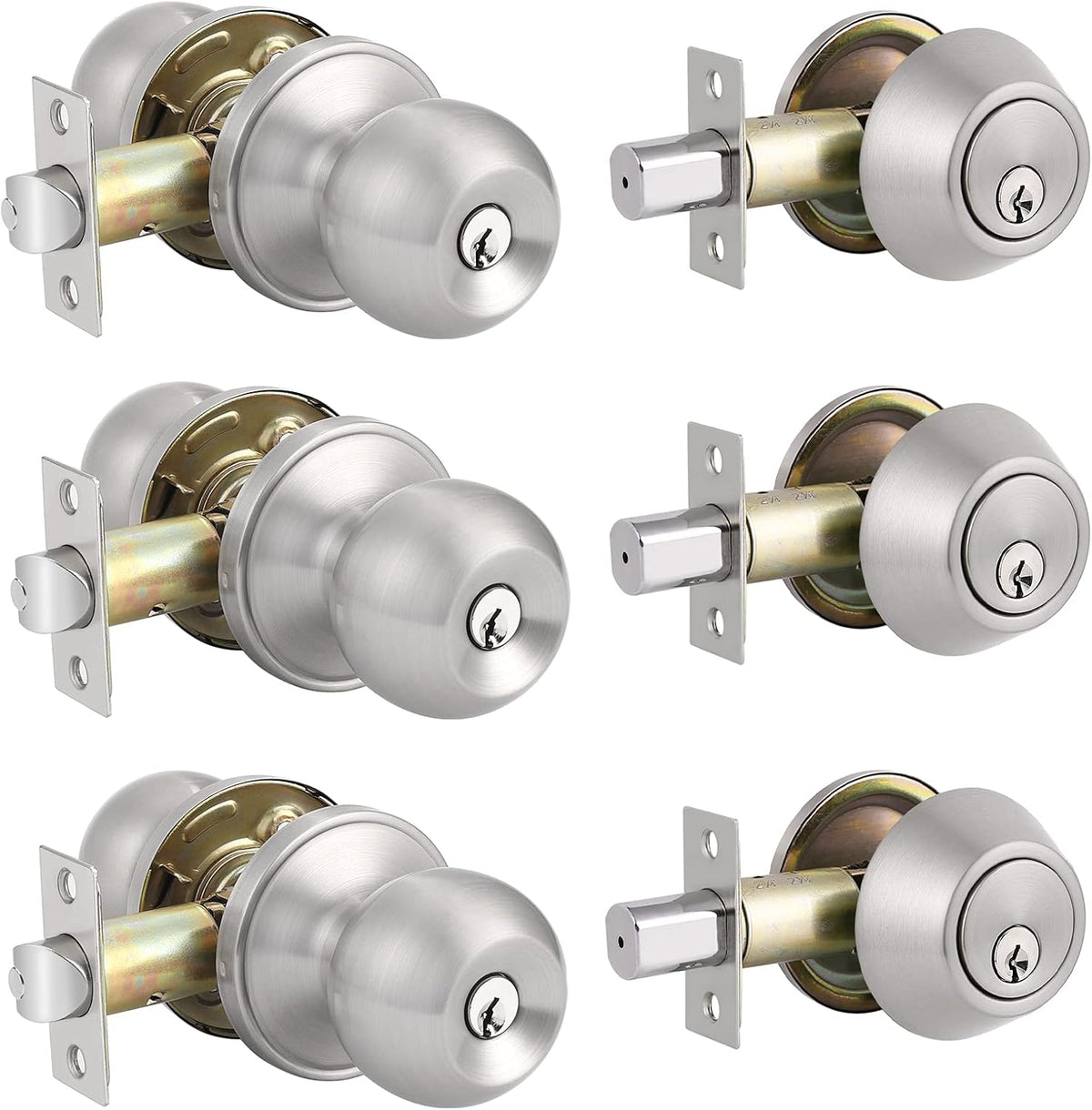 Front Door Handleset with Single Cylinder Deadbolt in Satin Nickel Finish T908784