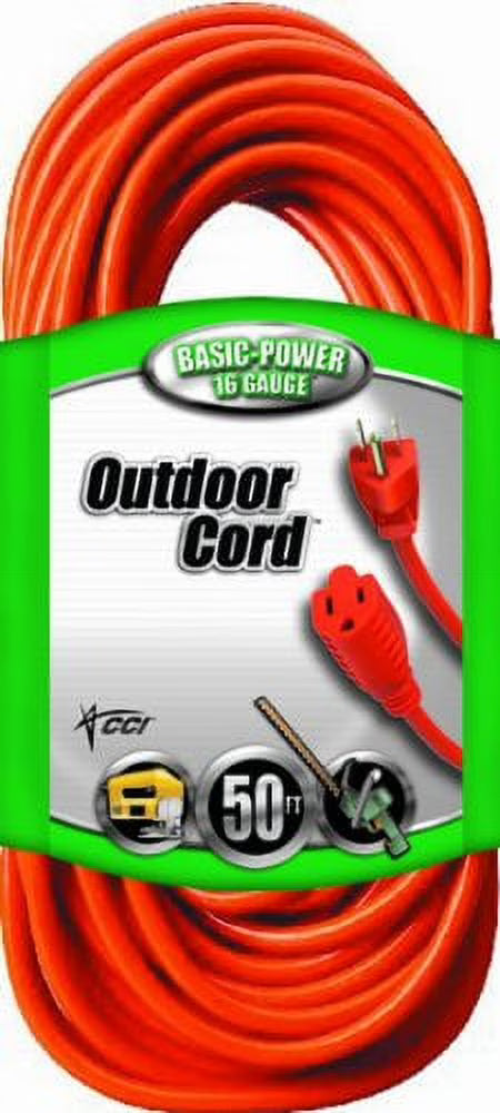 16/3 50' Orange Vinyl Outdoor Extension Cord P408