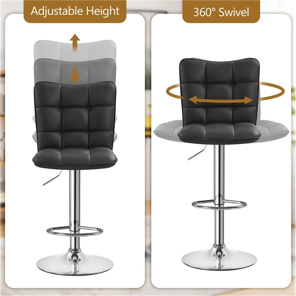 Black Faux Leather Wingback Barstool Set of 2 J17400