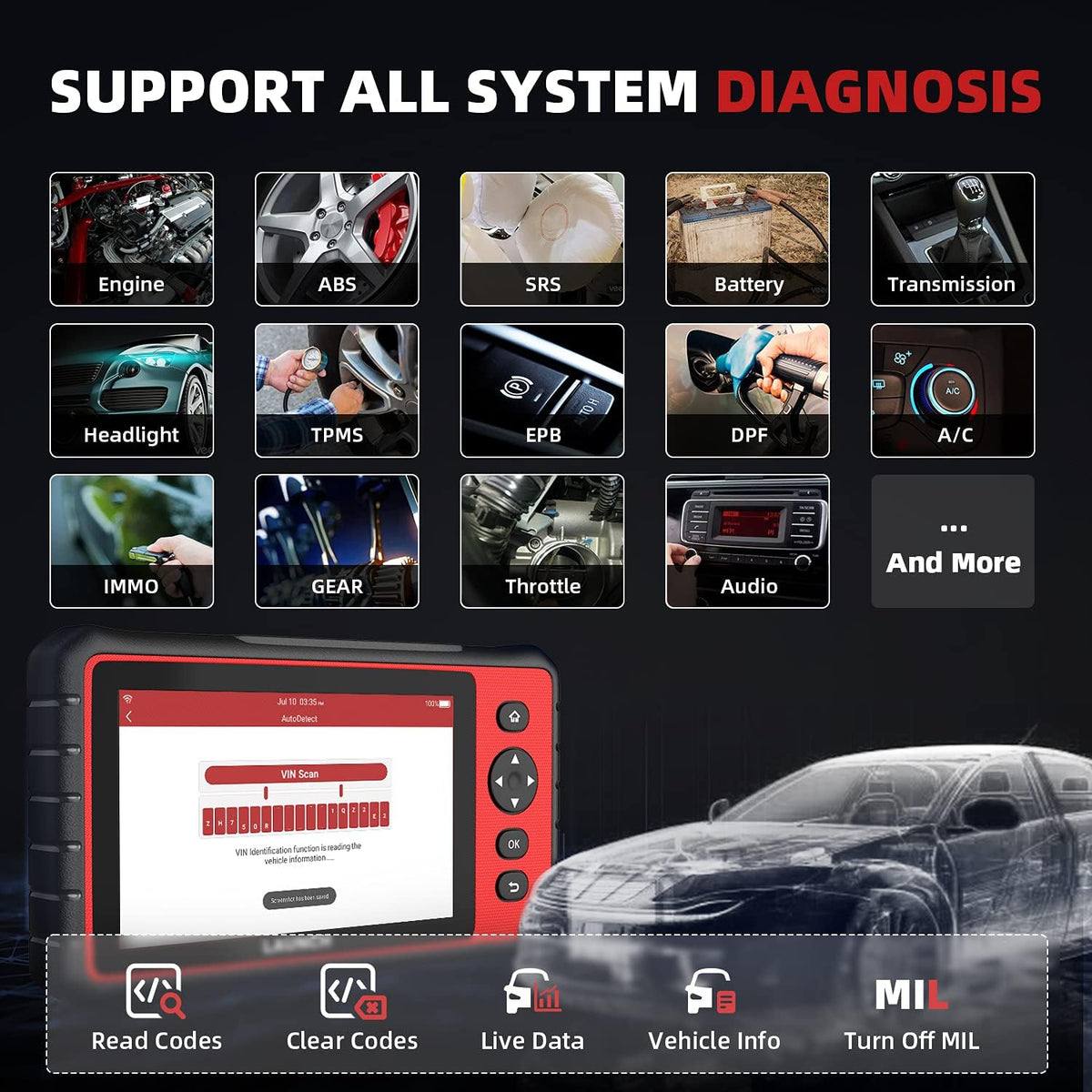 7'' Touch Screen OBD2 Scanner Car Code Reader M585226