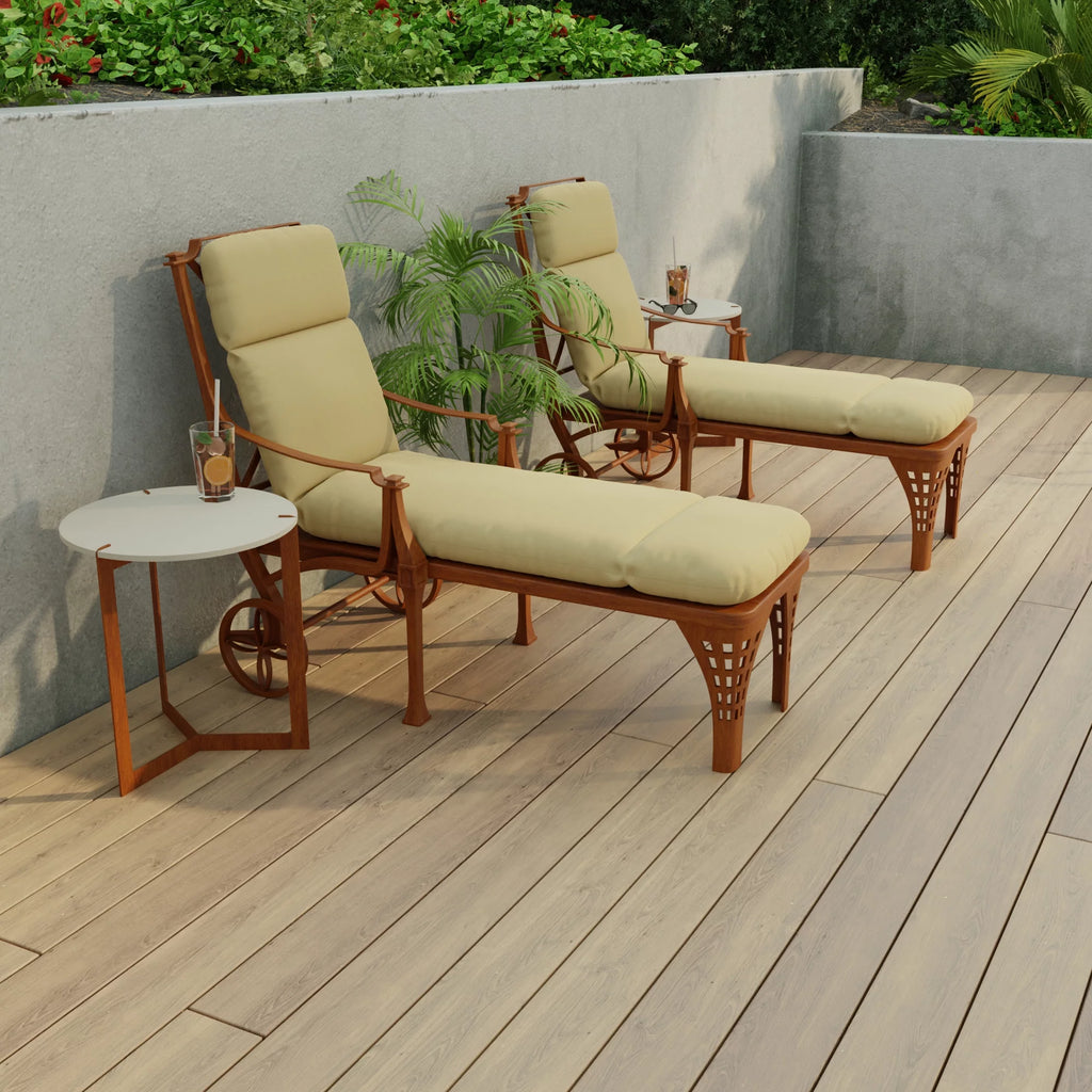 Antique Beige Rectangular Outdoor Chaise Lounge Cushion P9388