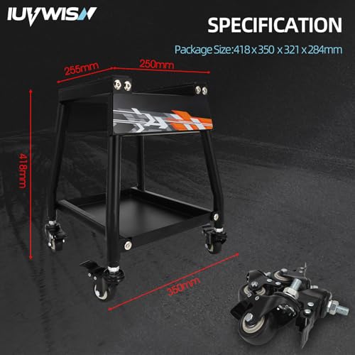 Black Movable Dirt Bike Stand with Wheels W732864