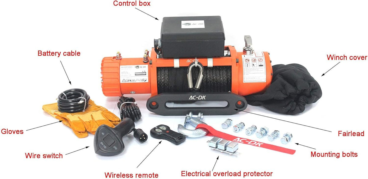 12000 lb Electric Winch with Synthetic Rope, 12V Wireless Remote Waterproof Winch K867