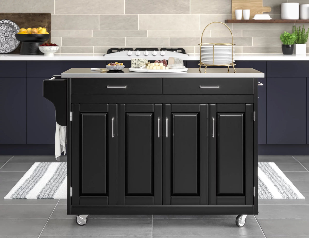 Wood Kitchen Cart in Black T50438