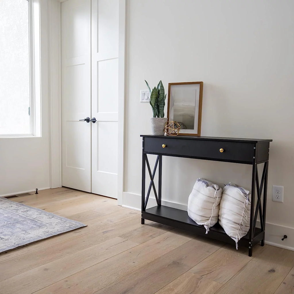 Narrow Wood Sofa Table with Drawer and Shelf Z533