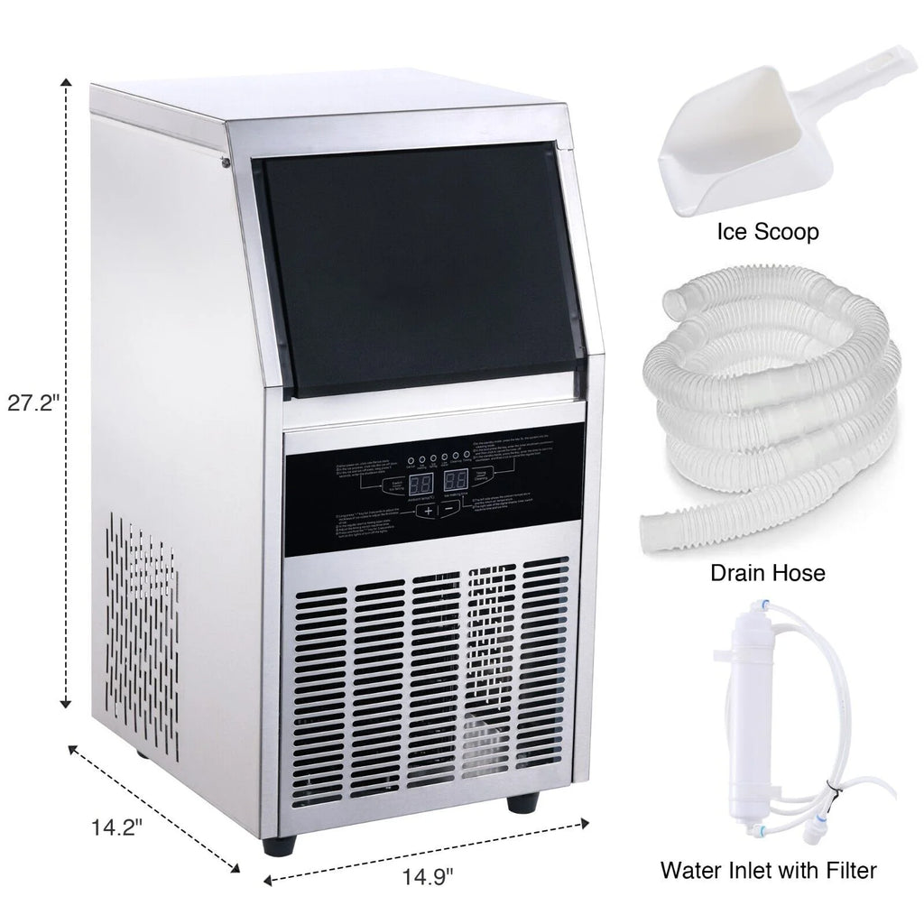 Commercial Ice Maker 90lb Stainless Steel Built-in Cube Machine O16480