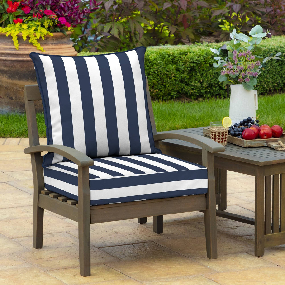 Cabana Stripe Sapphire Outdoor Deep Seat Set C870367