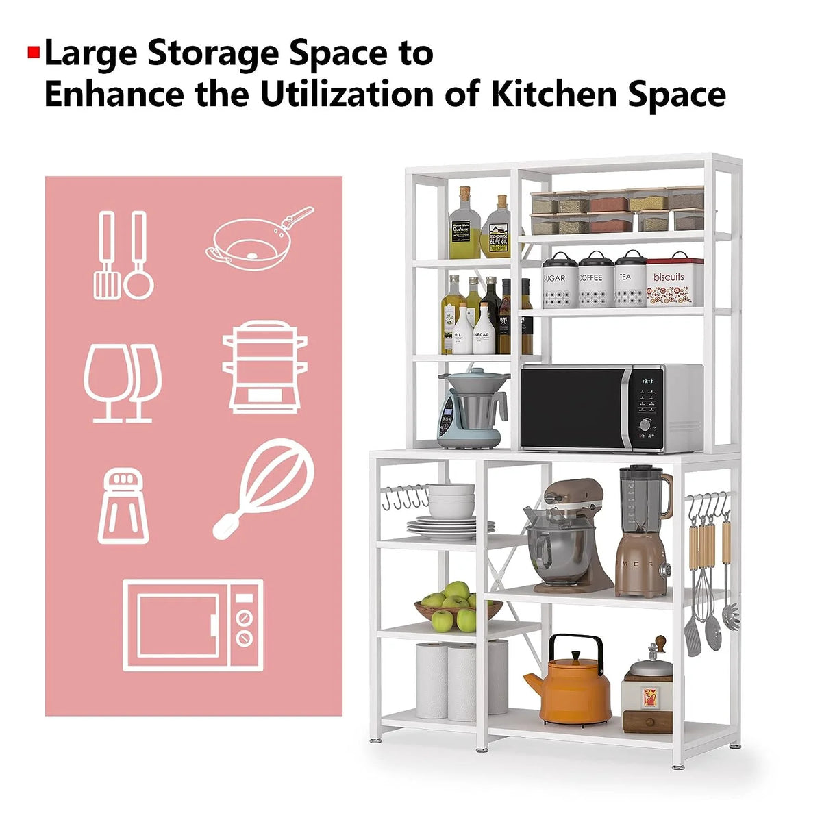 White Utility Storage Shelf Microwave Stand P950