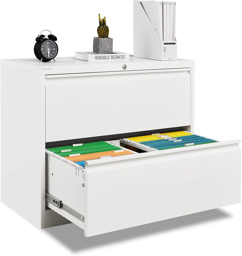 Black Metal Lateral File Cabinet with 2 Drawers K5657