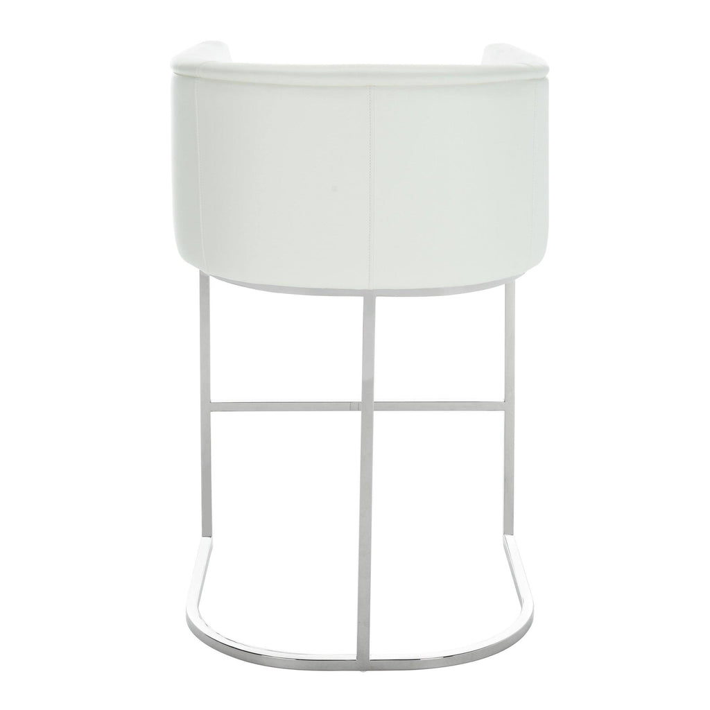 White Leather Bar Stool T7222