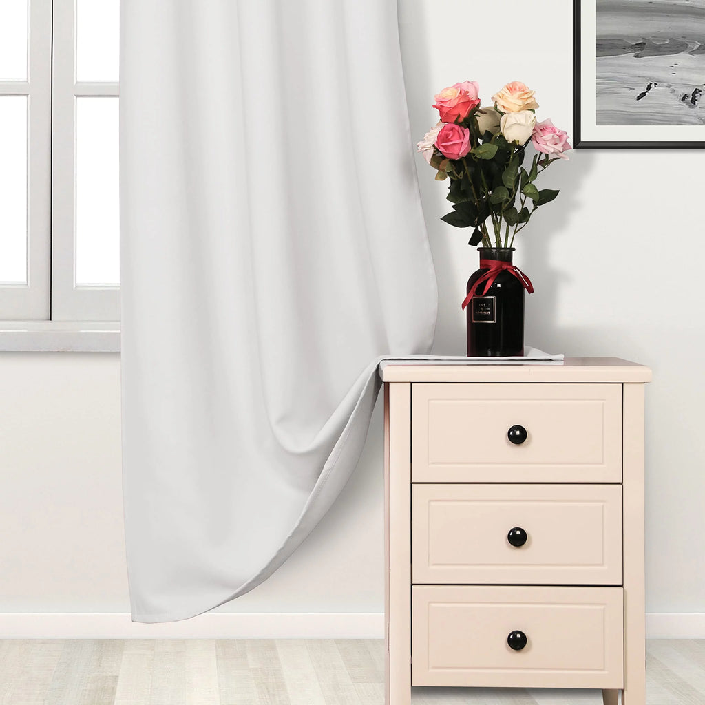 Cream Full Blackout Thermal Insulated Curtains 2 Panels Q5742