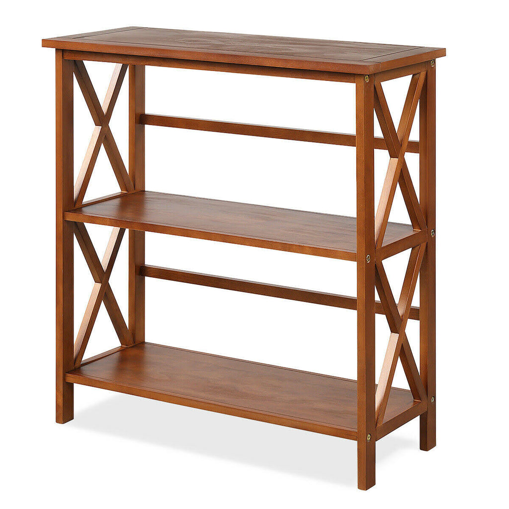 3-Tier Wooden Open Shelf Bookcase Natural G388306