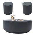 Slate Black Round Coffee Table End Table Set of 3 W101602