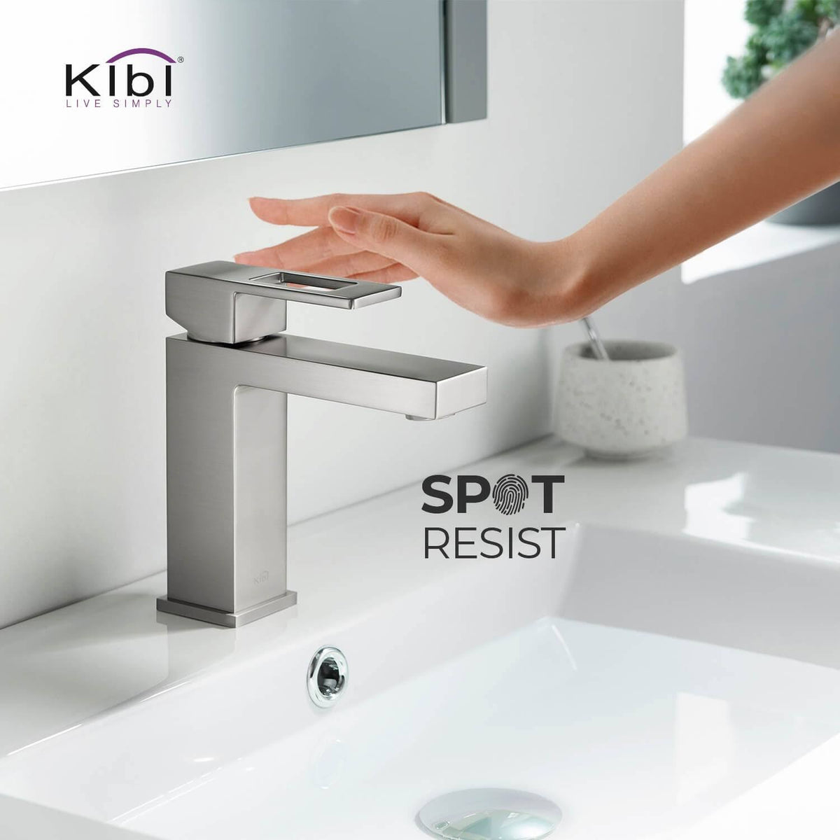 Brushed Nickel Single Hole Bathroom Faucet E374856