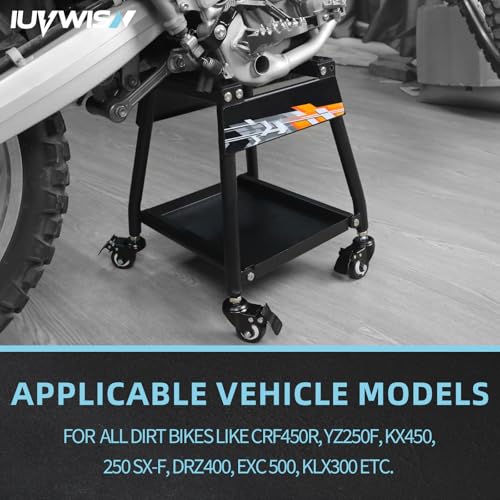 Black Movable Dirt Bike Stand with Wheels W732864