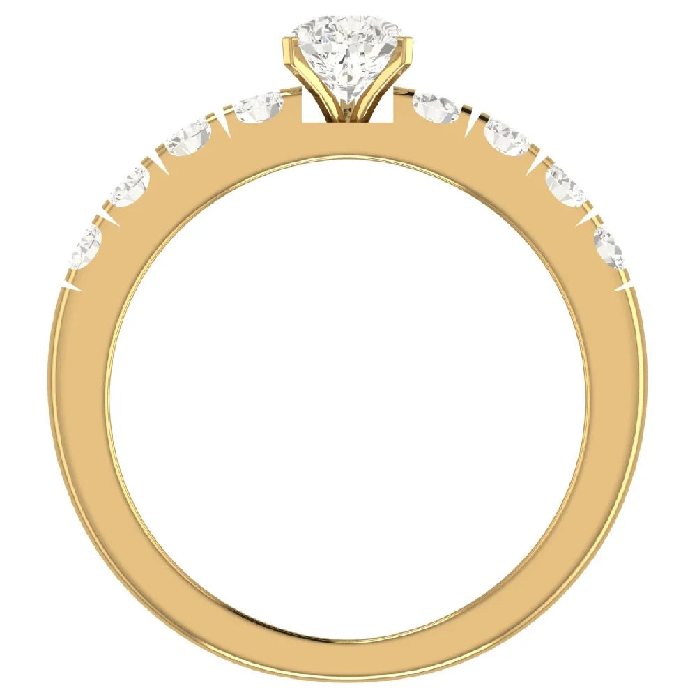 Pear Cut Solitaire Diamond Ring 14K Gold 1.20 Carat H437172