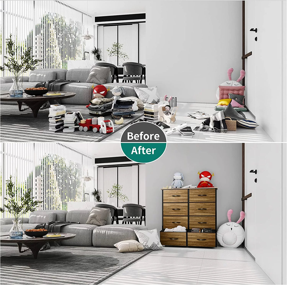 8 Drawer Fabric Dresser T7803