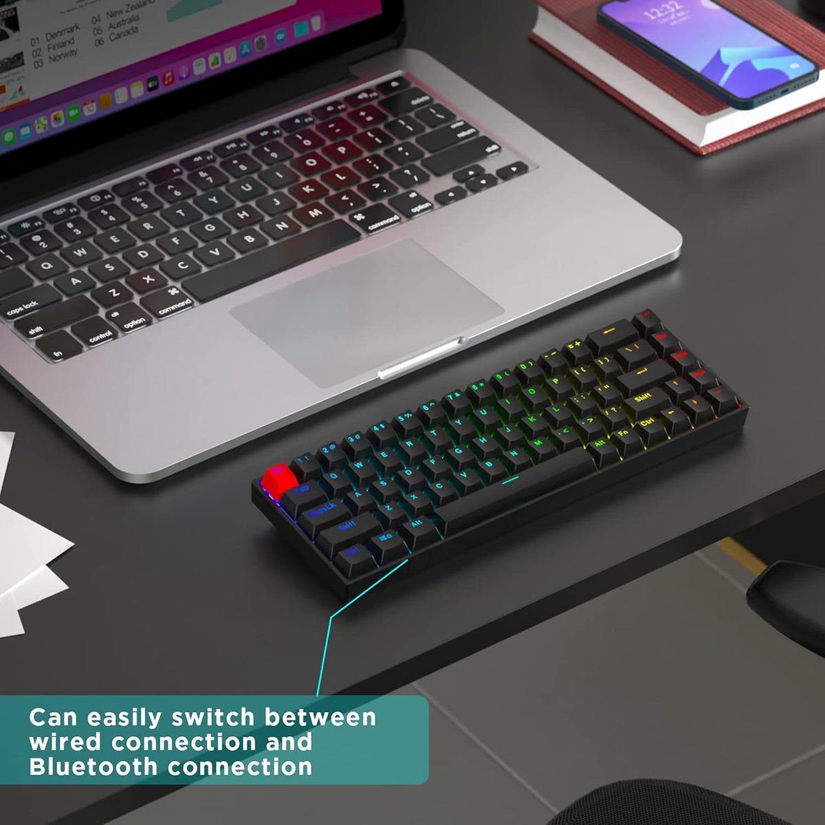 Portable 60% RGB Backlit Mechanical Gaming Keyboard C429