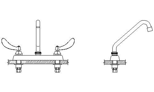Two Handle Cast Deck-Mount Faucet P406