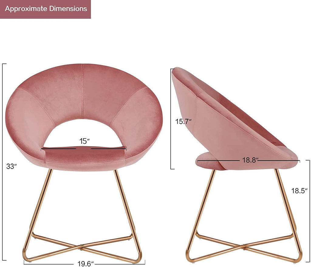 Pink Velvet Upholstered Arm Chair with Golden Metal Frame Legs X8014