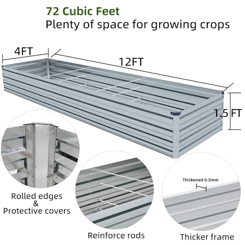 2 Pack 6x3x1FT Galvanized Raised Garden Beds M6441