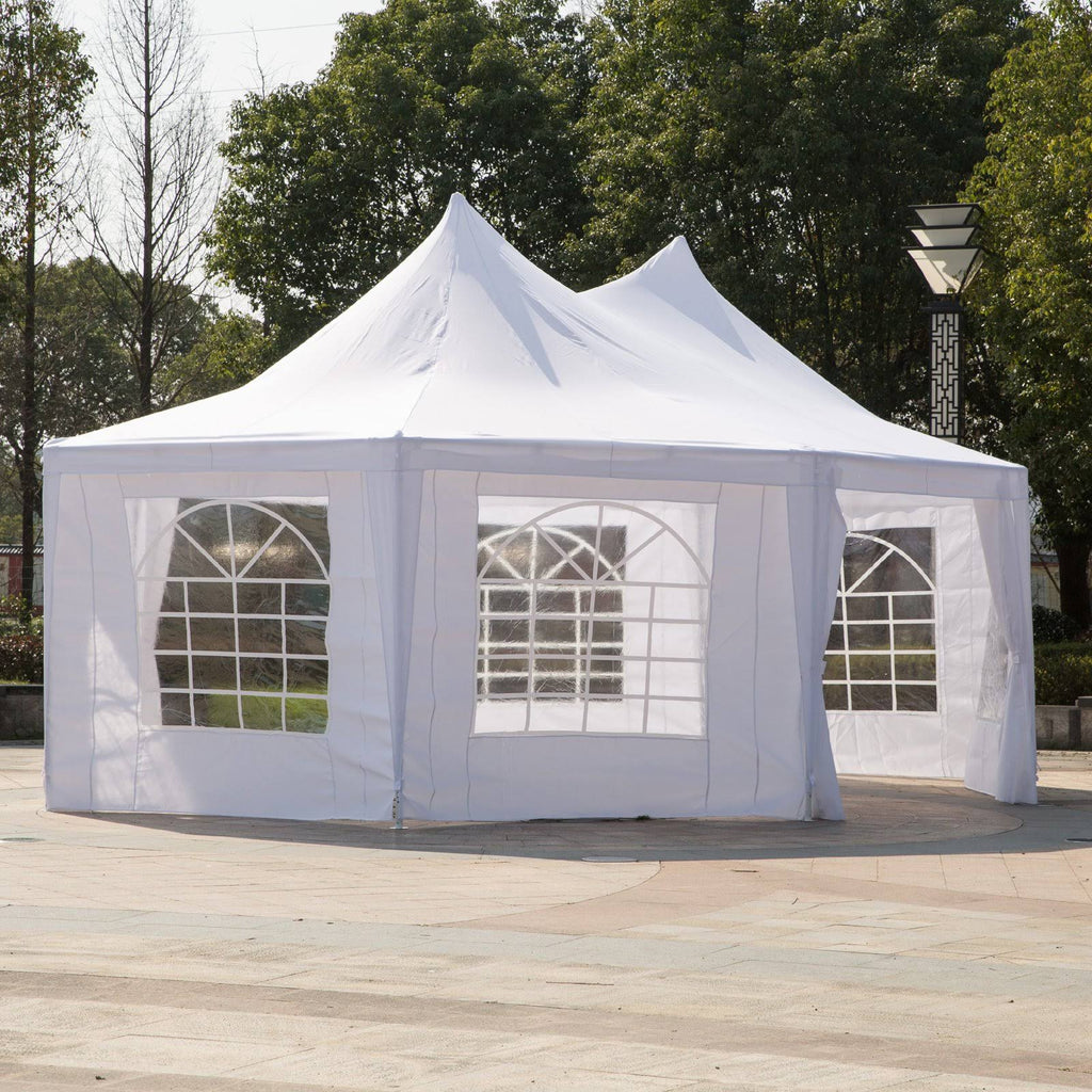 White Octagon 8-Wall Party Canopy Gazebo Tent W536436