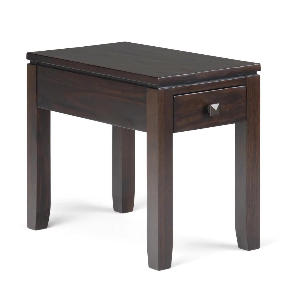 Solid Wood 14 inch Wide Rectangle Narrow Side Table in Mahogany Brown S41149