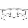 L-Shaped Metal Desk with Glass Top X616484