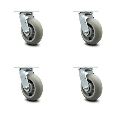 Set of 4 Thermoplastic Rubber Swivel Caster with 6x22 Wheel H286546