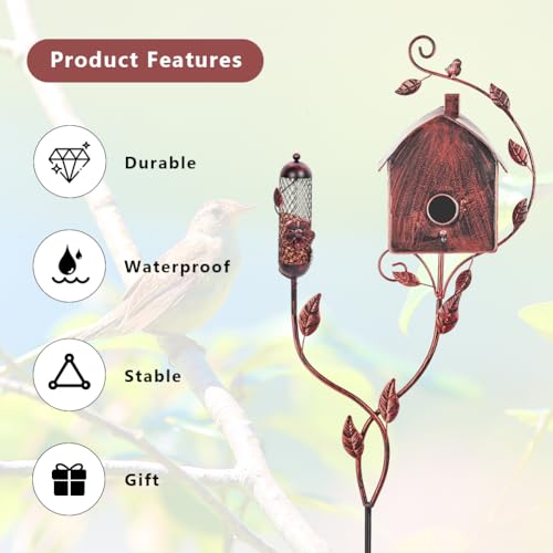 Metal Bird House with Pole Q556