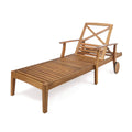 Teak Finished Acacia Wood Chaise Lounge S75689
