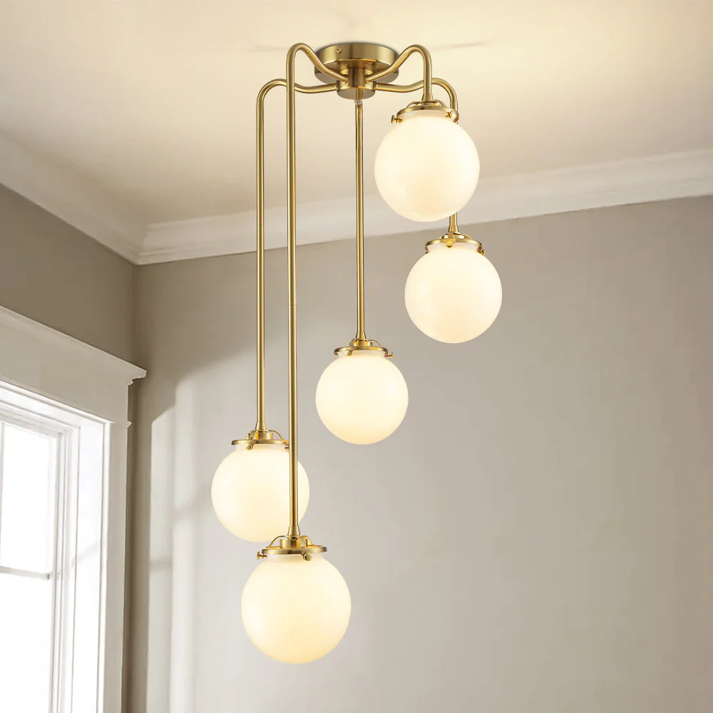 Milk White Glass Bubble Chandelier G115