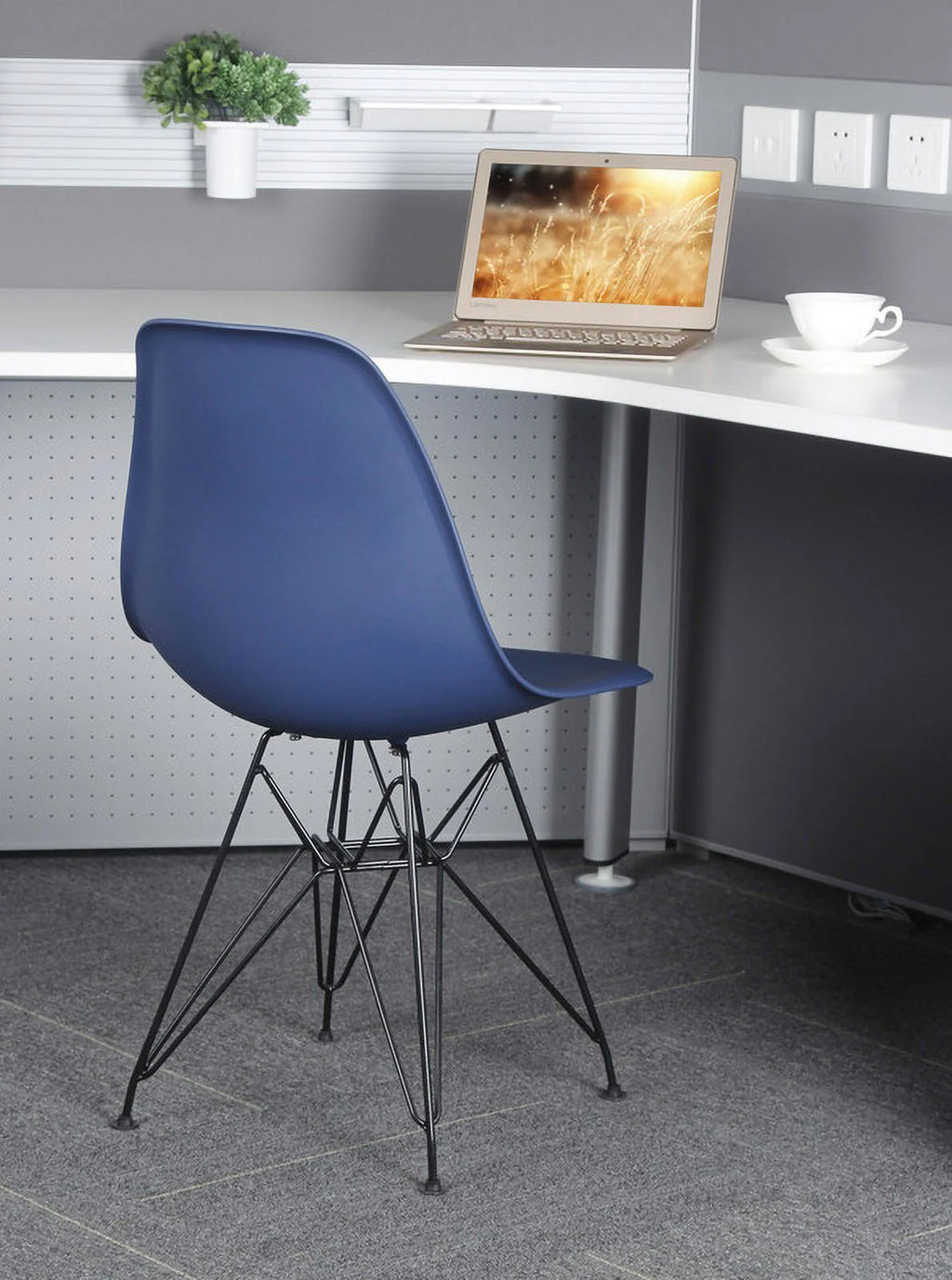 Blue Plastic Modern Dining Chairs Set of 2 Q48358