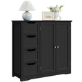 Black 4 Drawer Wooden Floor Storage Cabinet with Adjustable Shelf O485